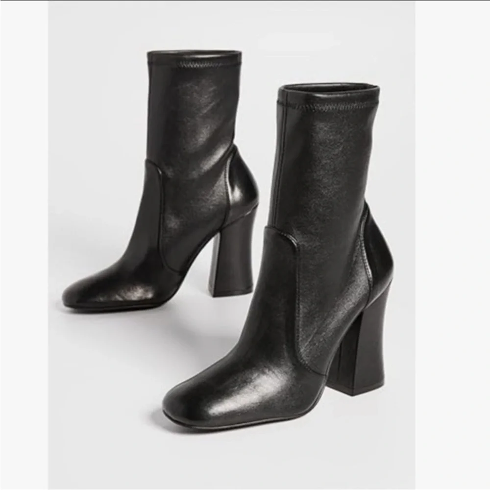 Stuart Weitzman Boots Curveblock 109 Ankle Booties in Napa Leather Black